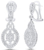 2.15CT DIAMOND 18K WHITE GOLD 3D FLOWER TEAR DROP OPEN FILIGREE HANGING EARRINGS