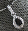 ESTATE .68CT DIAMOND & AAA SAPPHIRE 14K WHITE GOLD 3D TEAR DROP FLOATING PENDANT