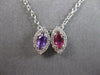 .32CT DIAMOND & AAA RUBY & AMETHYST 14KT WHITE GOLD MARQUISE SHAPE HALO PENDANT