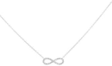 ESTATE .16CT DIAMOND 14KT WHITE GOLD 3D CLASSIC INFINITY FUN LOVE NECKLACE