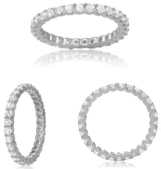 1.12CT DIAMOND 14K WHITE GOLD 3D ROUND LUCIDA SHARED PRONG ETERNITY WEDDING RING