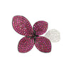 ESTATE LARGE 2.79CT DIAMOND & AAA RUBY 18KT WHITE GOLD CLASSIC FLOWER FUN RING