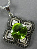 2.78CT WHITE & BLACK DIAMOND & AAA PERIDOT 14KT WHITE GOLD GEOMETRICAL PENDANT
