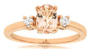 .77CT DIAMOND & AAA MORGANITE 14K ROSE GOLD OVAL & ROUND 3 STONE ENGAGEMENT RING