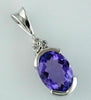 1.33CT DIAMOND & AAA TANZANITE 14KT WHITE GOLD OVAL & ROUND SEMI BEZEL PENDANT