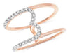 ESTATE .20CT DIAMOND 14KT ROSE GOLD 3D CLASSIC HEART SHAPE DOUBLE BAR FUN RING