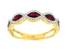1.13CT DIAMOND & AAA RUBY 14K YELLOW GOLD MARQUISE & ROUND 5 STONE INFINITY RING