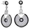 LARGE 3.36CT WHITE & BLACK DIAMOND 18KT WHITE GOLD CIRCULAR FUN HANGING EARRINGS