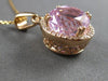 LARGE 10.42CT DIAMOND & AAA KUNZITE 14K ROSE GOLD 3D ROUND HALO FLOATING PENDANT