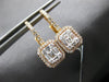 LARGE .86CT DIAMOND 18KT ROSE GOLD 3D ROUND & BAGUETTE CLUSTER HANGING EARRINGS