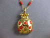 EXTRA LARGE & LONG AAA CORAL 18K YELLOW GOLD BY THE YARD LADYBUG NECKLACE #28104