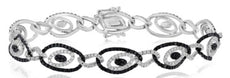 4.55CT WHITE & BLACK DIAMOND 14KT WHITE GOLD MULTI OVAL LINK ETERNITY BRACELET