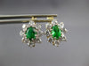 LARGE 3.5CT CUBIC ZIRCONA & AAA SYNTHETIC EMERALD 14K YELLOW GOLD EARRINGS 27401