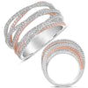 LARGE 1.62CT DIAMOND 14KT WHITE & ROSE GOLD MULTI ROW CRISS CROSS PAVE LOVE RING