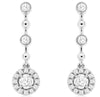 .27CT DIAMOND 14KT WHITE GOLD 3D CLASSIC SOLITAIRE FLOWER BEZEL HANGING EARRINGS