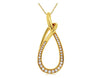 0.22CT DIAMOND 14KT YELLOW GOLD 3D CLASSIC TEAR DROP LOVE KNOT FLOATING PENDANT