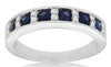 .91CT DIAMOND & AAA SAPPHIRE 14KT WHITE GOLD 3D SQUARE SETTING ANNIVERSARY RING