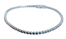 2.57CT AAA MULTI COLOR SAPPHIRE 18KT WHITE GOLD 3D CLASSIC ROUND TENNIS BRACELET