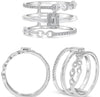 WIDE .27CT DIAMOND 14KT WHITE GOLD ROUND & BAGUETTE 3D 3 ROW LOVE KNOT FUN RING