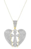 ESTATE LARGE 2.55CT DIAMOND 14KT YELLOW GOLD DOUBLE HEART CROSS FLOATING PENDANT