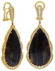 EXTRA LARGE 60.72CT DIAMOND & AAA SAPPHIRE 18KT YELLOW GOLD 3D CLIP ON EARRINGS