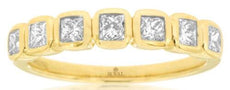 .50CT DIAMOND 14K YELLOW GOLD 3D CLASSIC PRINCESS 7 STONE BEZEL ANNIVERSARY RING