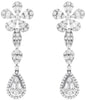 1.72CT DIAMOND 14KT WHITE GOLD 3D CLUSTER FLOWER TEAR DROP HALO HANGING EARRINGS