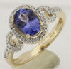 ESTATE 1.48CT DIAMOND & AAA TANZANITE 14K YELLOW GOLD OVAL & ROUND HALO FUN RING