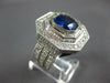 EXTRA LARGE 6.45CT DIAMOND & AAA SAPPHIRE 18KT WHITE GOLD ENGAGEMENT RING #27473