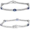 4.0CT DIAMOND & AAA SAPPHIRE 18K WHITE GOLD OVAL & ROUND CLASSIC TENNIS BRACELET
