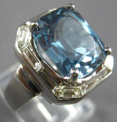 6.60CT DIAMOND & AAA AQUAMARINE 14KT WHITE GOLD 3D SQUARE HALO ENGAGEMENT RING