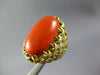 ANTIQUE LARGE AAA CORAL 18K YELLOW GOLD 3D CLASSIC OVAL LOVE KNOT FUN RING 26884