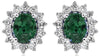 .90CT DIAMOND & AAA EMERALD 14KT WHITE GOLD 3D OVAL & ROUND FLOWER STUD EARRINGS