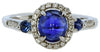 .42CT DIAMOND & AAA CABOCHON SAPPPHIRE 18K WHITE GOLD ROUND HALO ENGAGEMENT RING