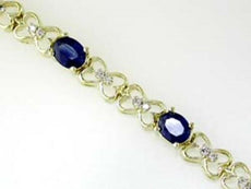 4.62CT DIAMOND & AAA SAPPHIRE 14KT YELLOW GOLD 3D OVAL & ROUND TENNIS BRACELET