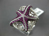 ESTATE LARGE 1.73CT DIAMOND & AAA RUBY 14KT WHITE GOLD LUCKY STARFISH FUN RING