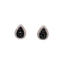 ESTATE .77CT WHITE & BLACK DIAMOND 18KT WHITE GOLD TEAR DROP PAVE STUD EARRINGS