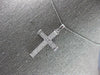 .45CT DIAMOND 14KT WHITE GOLD 3D ROUND & BAGUETTE 3 ROW CROSS FLOATING PENDANT