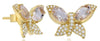 1.75CT DIAMOND & AAA MORGANITE 14KT YELLOW GOLD OVAL & ROUND BUTTERFLY EARRINGS