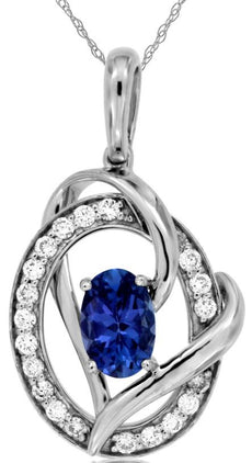 .67CT DIAMOND & AAA TANZANITE 14KT WHITE GOLD OVAL & ROUND HEART SHAPE PENDANT