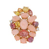 ESTATE 9.96CT DIAMOND & AAA MULTI GEM 18KT ROSE GOLD 3D CLUSTER FLORAL FUN RING