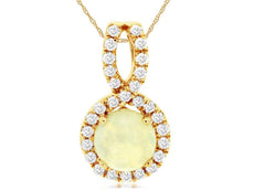 .70CT DIAMOND & AAA OPAL 14KT YELLOW GOLD ROUND HALO INFINITY FLOATING PENDANT