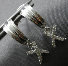 ESTATE .11CT DIAMOND 14KT WHITE GOLD 3D CRISS CROSS X LOVE FUN HANGING EARRINGS