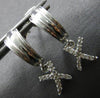 ESTATE .11CT DIAMOND 14KT WHITE GOLD 3D CRISS CROSS X LOVE FUN HANGING EARRINGS