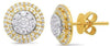 ESTATE .86CT DIAMOND 14KT 2 TONE GOLD FLOWER DOUBLE HALO CLASSIC STUD EARRINGS