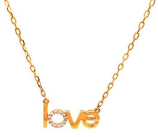 ESTATE .08CT DIAMOND 18KT YELLOW GOLD 3D CLASSIC LOVE NECKLACE