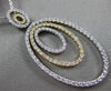 ESTATE LARGE 2.21CT DIAMOND 14K WHITE & YELLOW GOLD TRIPLE OVAL FLOATING PENDANT