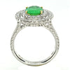 2.25CT DIAMOND & AAA EMERALD 18KT 2 TONE GOLD OVAL DOUBLE HALO ENGAGEMENT RING