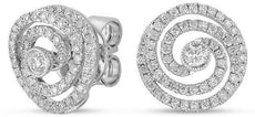 ESTATE .48CT DIAMOND 14KT WHITE GOLD 3D MULTI SWIRL CIRCULAR FUN STUD EARRINGS