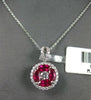 .91CT DIAMOND & AAA RUBY 18K WHITE GOLD ROUND & MARQUISE FLOWER FLOATING PENDANT